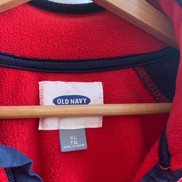 Old Navy Red Navy Fleece Quarter Zip Pullover Mens Sweatshirt XL - Picture 3 of 5